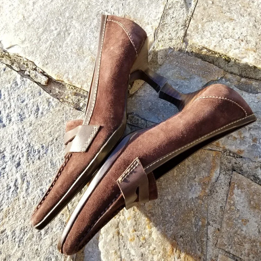 NEW Aerosoles Sleekend Suede Loafer Pumps Heels